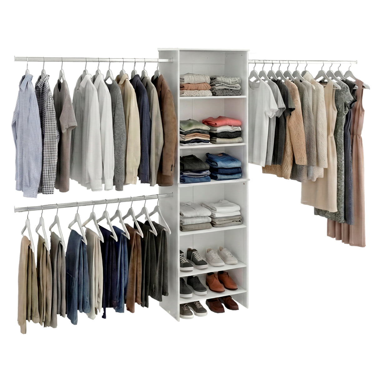 Closet Abierto Westport Blanco 306x211cm con Cuatro Entrepaños y Seis Compartimientos
