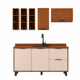 Cocina Bahamas Almendra y Blanco Apagado 120x163.5cm con Cuatro Puertas sin Mesón y Sin Estufa