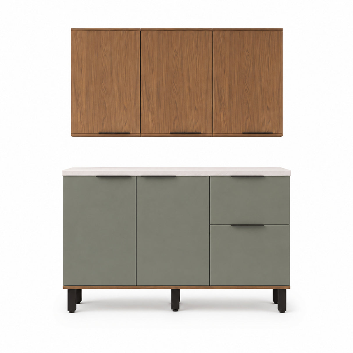 Cocina Sicilia Natural y Olivia 120x163cm con Cuatro Puertas sin Mesón y Sin Estufa