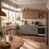 Cocina Sicilia Natural y Olivia 120x163cm con Cuatro Puertas sin Mesón y Sin Estufa