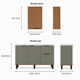 Cocina Sicilia Natural y Olivia 120x163cm con Cuatro Puertas sin Mesón y Sin Estufa