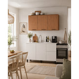 Cocina Dominica Natural y Blanco Apagado 120x145.5cm con Cinco Puertas sin Mesón y Sin Estufa