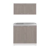 Cocina Zurich Blanco y Positano 100x49cm con Mesón de Acero Inoxidable y sin Estufa