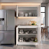 Cocina Zurich Blanco y Positano 100x49cm con Mesón de Acero Inoxidable y sin Estufa