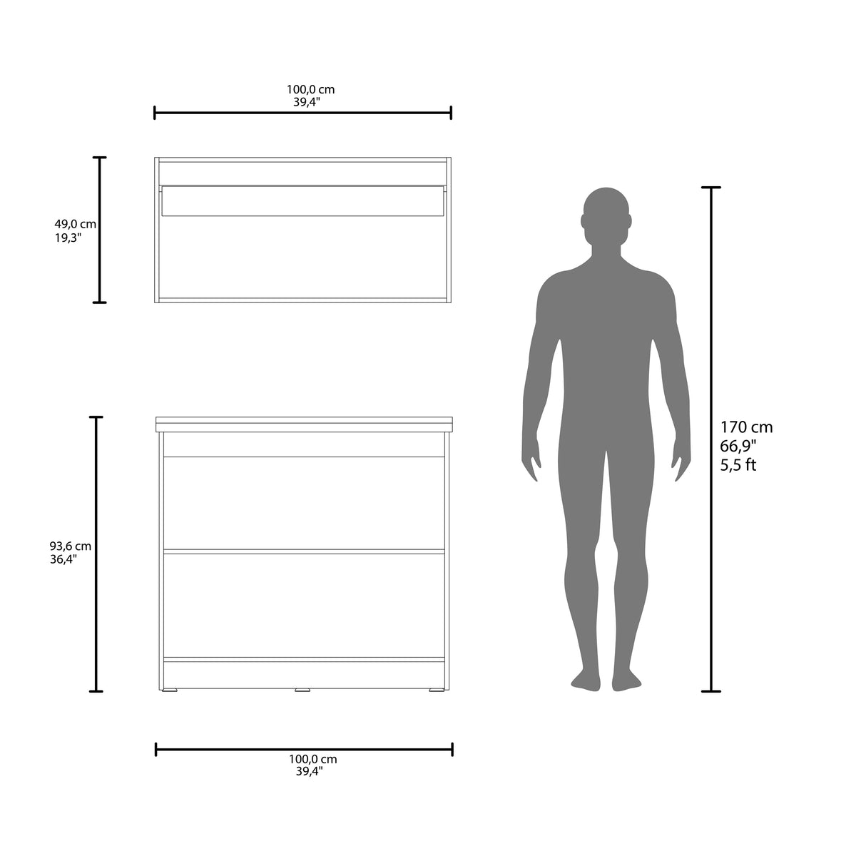 Cocina Zurich Blanco y Positano 100x49cm con Mesón de Acero Inoxidable y sin Estufa