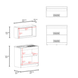 Cocina Zurich Blanco y Nogal 100x49cm con Mesón de Acero Inoxidable y sin Estufa