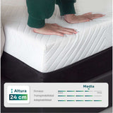 Combo Colchón Enrollado Gravity P24 Blanco Queen 160 X 190 Cm Ortopedico Firmeza Medio con Dos Almohada Stellar Soft y Un Protector de Colchón