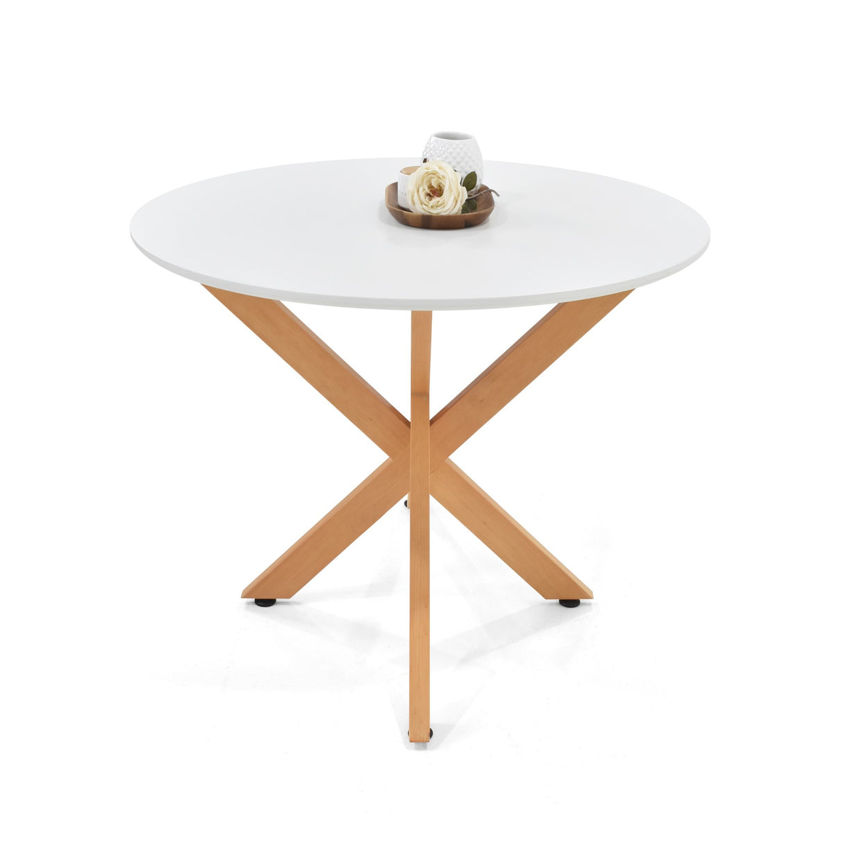 Mesa de Comedor Luxor Blanco y Matiz Natural 105x76.5cm