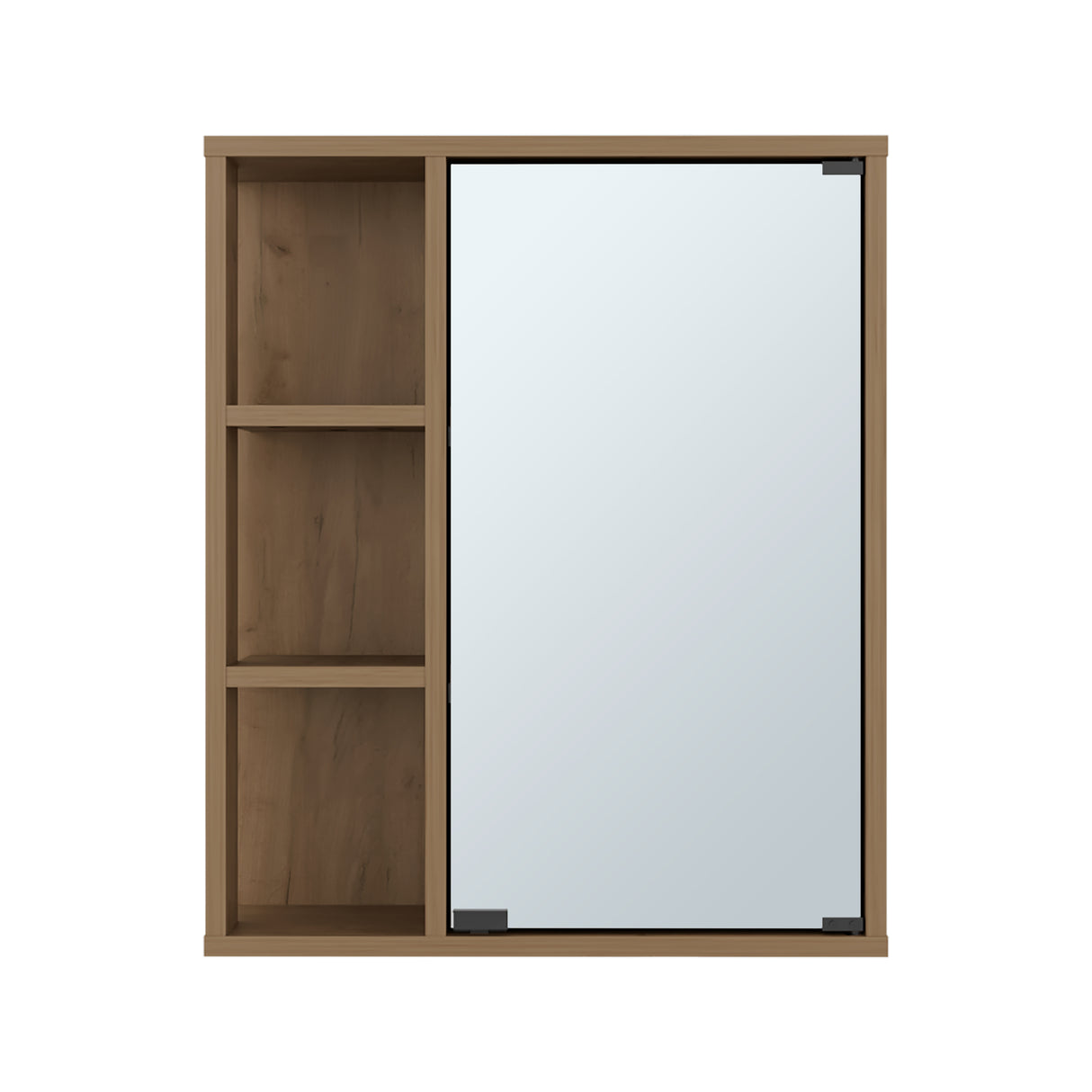 Gabinete de Baño Berkel Fresno Europeo 50x60cm con Una Puerta Cuatro Entrepaños y con Espejo