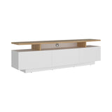 Rack de TV Serena Blanco y Fresno Europeo 180x51.1cm para TV Hasta 65" Pulgadas con Un Cajón y con Tres Compartimientos