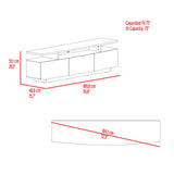 Rack de TV Serena Blanco y Fresno Europeo 180x51.1cm para TV Hasta 65" Pulgadas con Un Cajón y con Tres Compartimientos