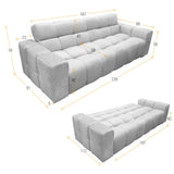 Sofacama Miami Plata y Matiz Natural 228x78cm de Tres Puestos Reclinable y con Apoya Brazos