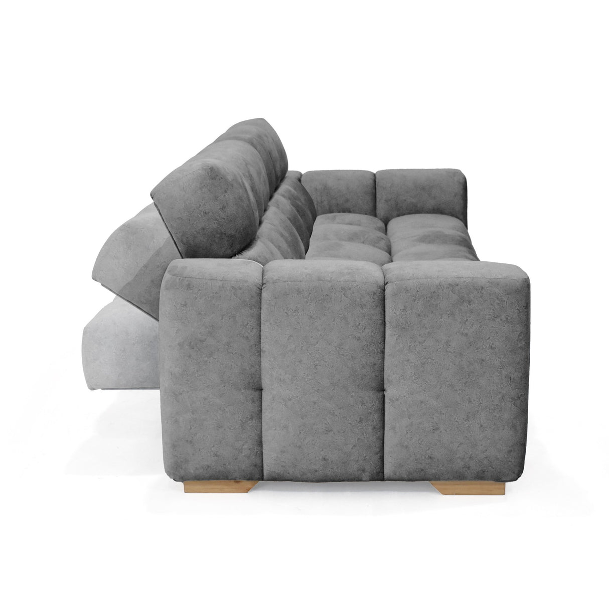Sofacama Miami Gris y Matiz Natural 228x78cm de Tres Puestos Reclinable y con Apoya Brazos