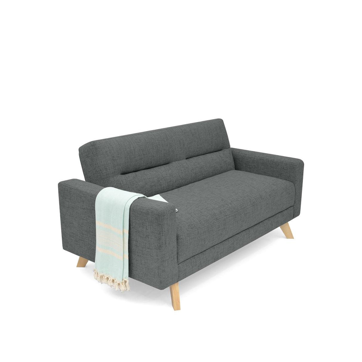 Sofá Barza Gris y Matiz Natural 150x82cm de Dos Puestos y con Apoya Brazos