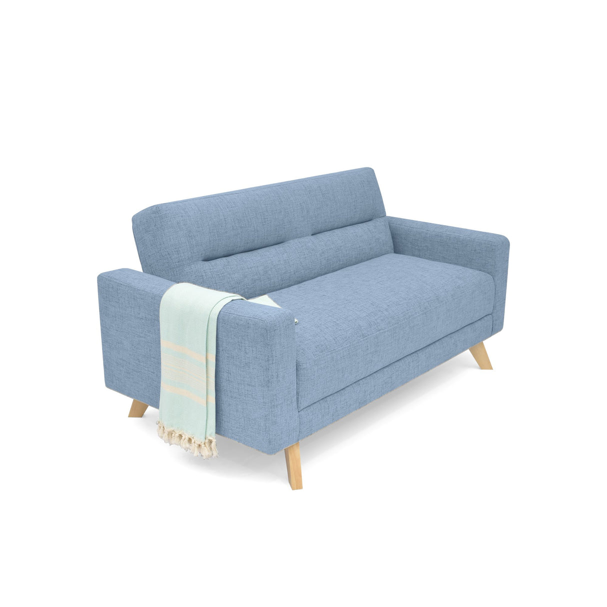 Sofá Barza Indigo y Matiz Natural 150x82cm de Dos Puestos y con Apoya Brazos