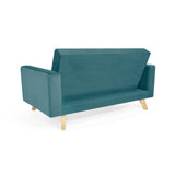 Sofá Baru Petróleo y Matiz Natural 150x82cm de Dos Puestos y con Apoya Brazos
