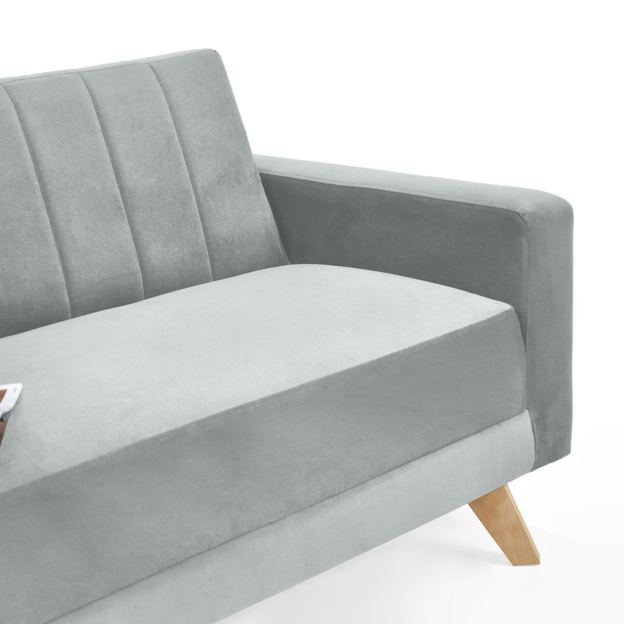 Sofá Baru Plata y Matiz Natural 150x82cm de Dos Puestos y con Apoya Brazos