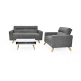 Sala Barza Gris y Matiz Natural 150x82cm de Tres Puestos y con Apoya Brazos