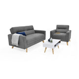 Sala Barza Gris y Matiz Natural 150x82cm de Tres Puestos y con Apoya Brazos
