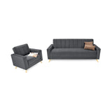 Sala Dominic Gris y Matiz Natural 206x80cm de Cuatro Puestos Reclinable y con Apoya Brazos