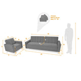 Sala Dominic Gris y Matiz Natural 206x80cm de Cuatro Puestos Reclinable y con Apoya Brazos