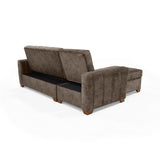 Sofá Cama en L Derecho Apolo Taupe y Matiz Caoba 220x92cm de Tres Puestos Reclinable con Almacenamiento y con Apoya Brazos