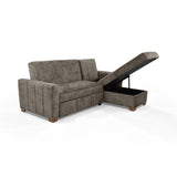 Sofá Cama en L Izquierdo Apolo Taupe y Matiz Caoba 220x92cm de Tres Puestos Reclinable con Almacenamiento y con Apoya Brazos