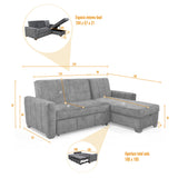 Sofá Cama en L Izquierdo Apolo Taupe y Matiz Caoba 220x92cm de Tres Puestos Reclinable con Almacenamiento y con Apoya Brazos