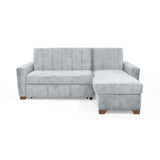 Sofá Cama en L Izquierdo Apolo Plata y Matiz Caoba 220x92cm de Tres Puestos Reclinable con Almacenamiento y con Apoya Brazos
