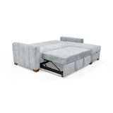 Sofá Cama en L Izquierdo Apolo Plata y Matiz Caoba 220x92cm de Tres Puestos Reclinable con Almacenamiento y con Apoya Brazos