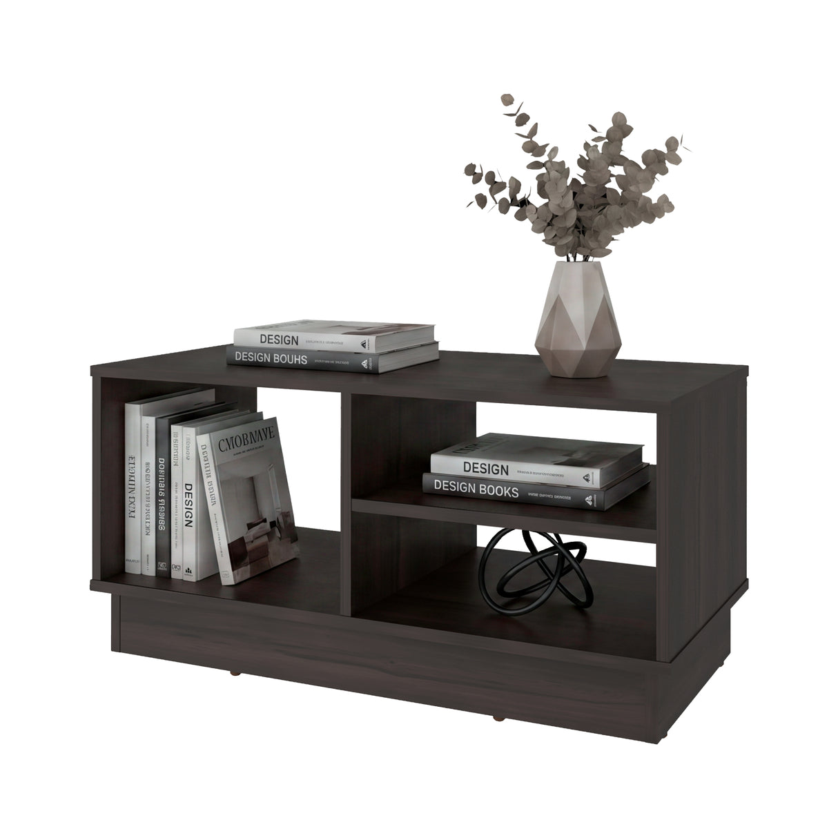 Mesa de Centro Caoba Nogal 80x39.6cm Rectangular con Compartimiento