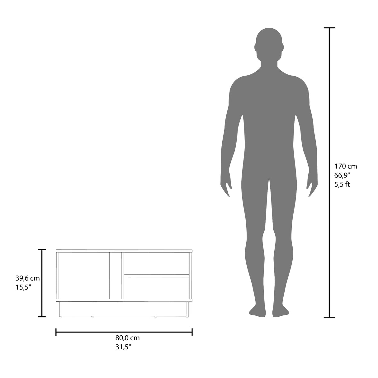 Mesa de Centro Caoba Nogal 80x39.6cm Rectangular con Compartimiento