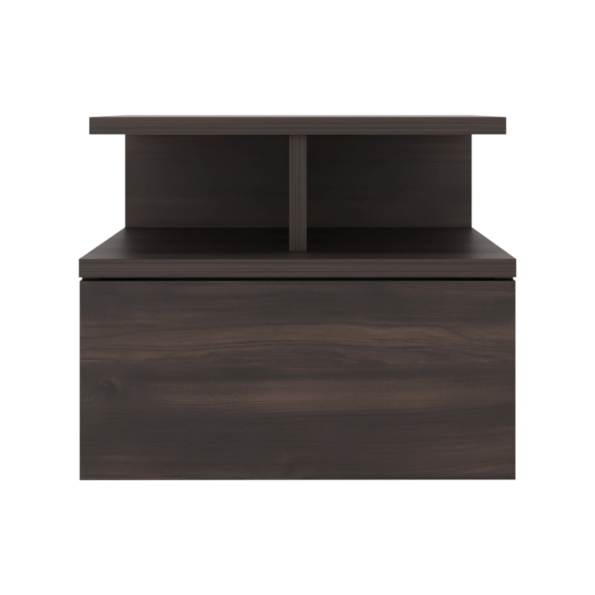 Mesa de Noche Flotante Nogal 36x30cm con Un Cajón y con Dos Compartimientos