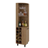 Bar Esquinero Kaia Fresno 45x180cm con Doce Compartimientos y con Diez Portabotellas