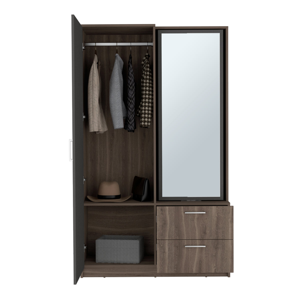 Closet Seville Milan y Plomo 106.6x180cm con Una Puerta y con Espejo