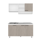 Cocina Orquidea Blanco Positano 150x210cm con Mesón de Acero Inoxidable Lado Derecho y sin Estufa
