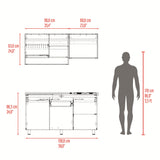 Cocina Orquidea Blanco Positano 150x210cm con Mesón de Acero Inoxidable Lado Izquierdo y sin Estufa