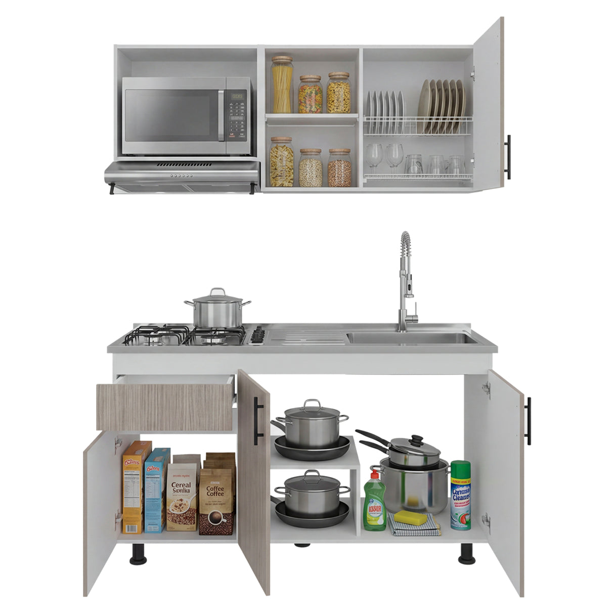 Cocina Ladson Blanco Positano 150x210cm para Mesón Derechosin Mesón y sin Estufa