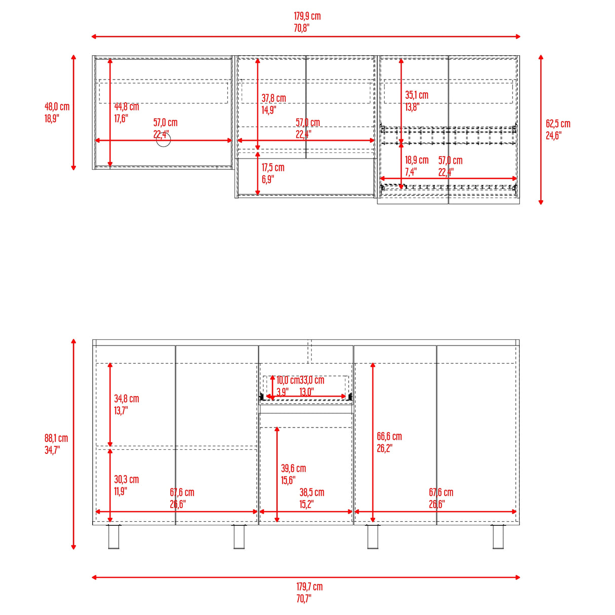 Cocina Frank Fresno Europeo y Capri 180x200cm para Mesón Derecho sin Mesón y sin Estufa