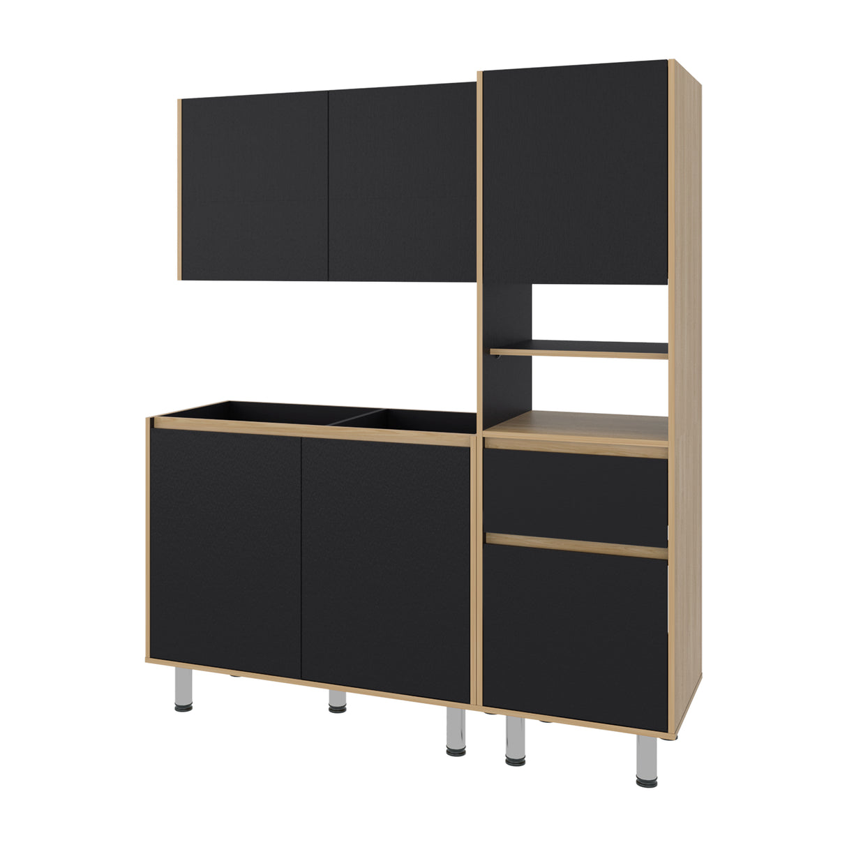 Cocina Dali Fresno y Wengue 150.2x180.5cm para Mesón Izquierdo sin Mesón y sin Estufa