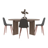 Mesa de Comedor Ted Avellana 156x74.6cm Ovalado de Doble Pedestal Cuatro Puestos sin Sillas