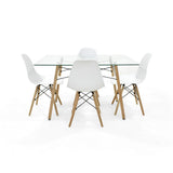 Juego de comedor Belfast Blanco y Matiz Natural 120x72cm Rectangular de Patas Cuatro Puestos con Cuatro Sillas