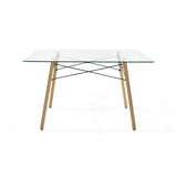Juego de comedor Belfast Blanco y Matiz Natural 120x72cm Rectangular de Patas Cuatro Puestos con Cuatro Sillas
