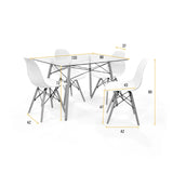 Juego de comedor Belfast Blanco y Matiz Natural 120x72cm Rectangular de Patas Cuatro Puestos con Cuatro Sillas