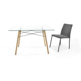Juego de comedor Belfast Matiz Natural y Gris 120x72cm Rectangular de Patas Cuatro Puestos con Cuatro Sillas