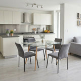 Juego de comedor Belfast Matiz Natural y Gris 120x72cm Rectangular de Patas Cuatro Puestos con Cuatro Sillas