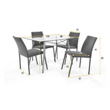 Juego de comedor Belfast Matiz Natural y Gris 120x72cm Rectangular de Patas Cuatro Puestos con Cuatro Sillas