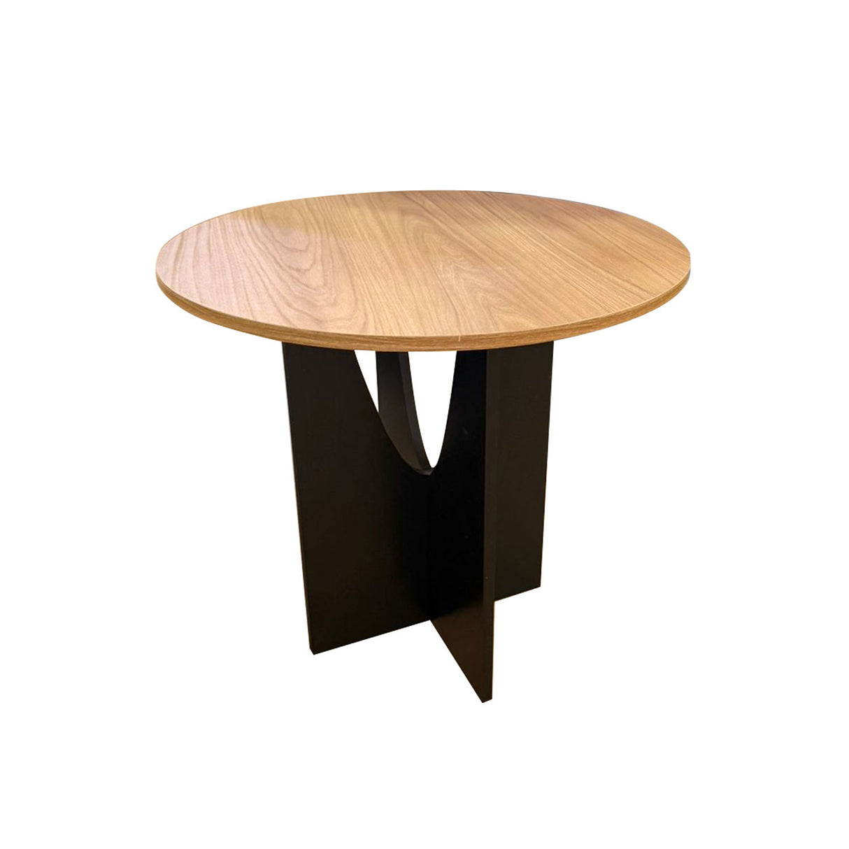 Mesa Auxiliar Viña Madera Natural y Negro 45x46cm Circular