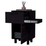 Mesa de Noche Kronos Wengue 41x70cm con Dos Cajones y con Una Puerta