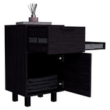 Mesa de Noche Kronos Wengue 41x70cm con Dos Cajones y con Una Puerta